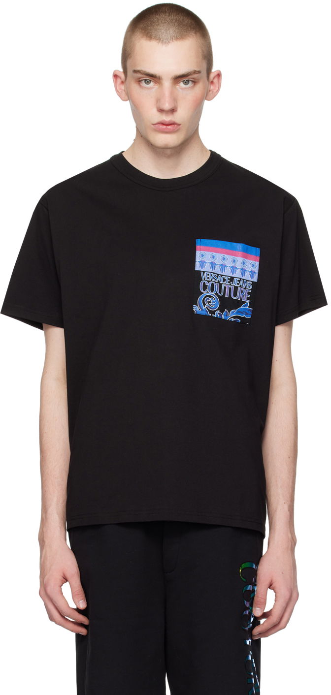 Футболка Versace Jeans Couture Black Printed T-Shirt чорний | E76GAH6RB_EJS334