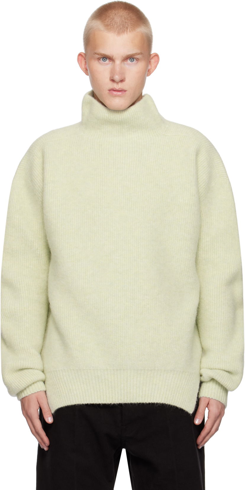 Cветр Rick Owens Alpaca Knit Fisherman Tabard Turtleneck Зелений | RR02D6648 KWP