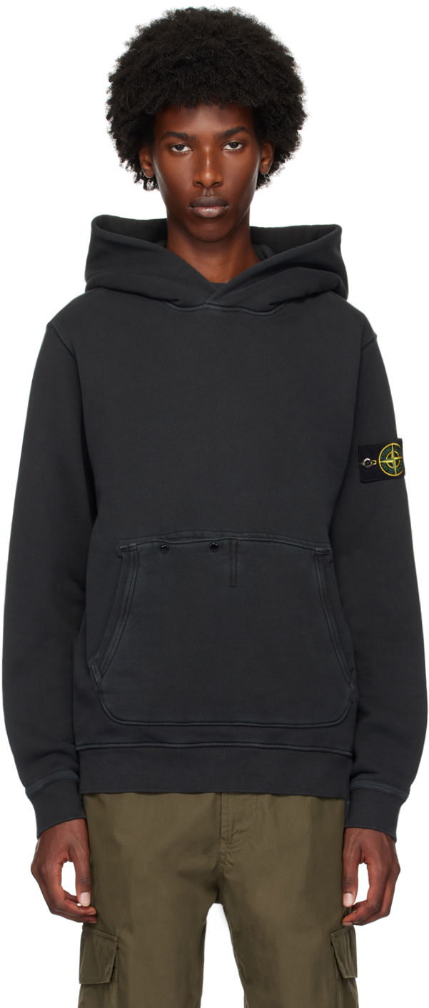 Світшоти Stone Island Black Logo Patch Hoodie чорний | 811561041