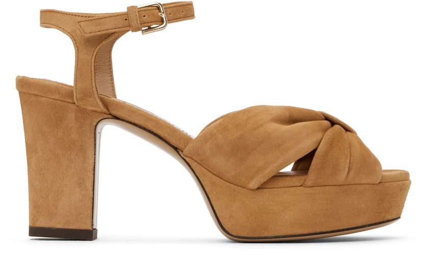 Аксесуари Jimmy Choo Jimmy Choo Heloise 80 Suede Heeled Sandals Коричневий | HELOISE 80