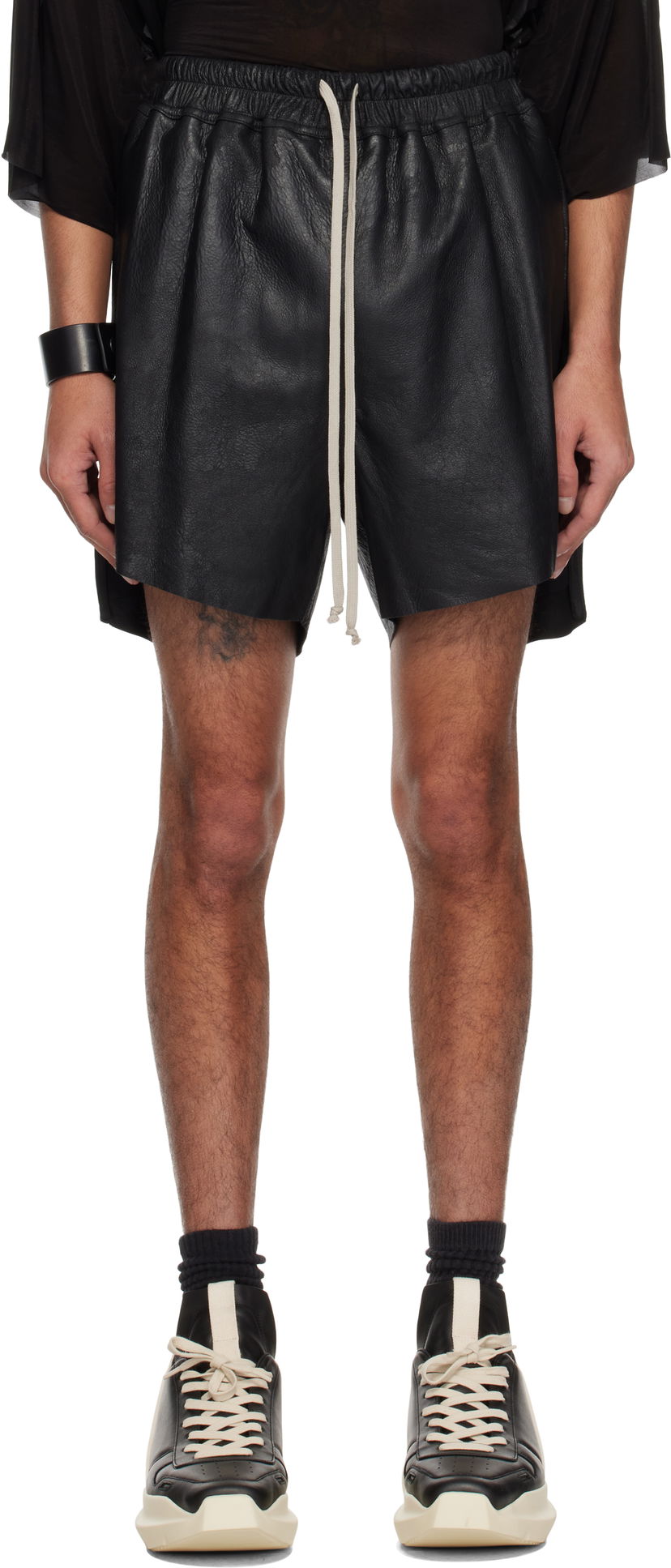 Шорти Rick Owens Rick Owens Hollywood Boxers Leather Shorts чорний | RR01E5306 LBA