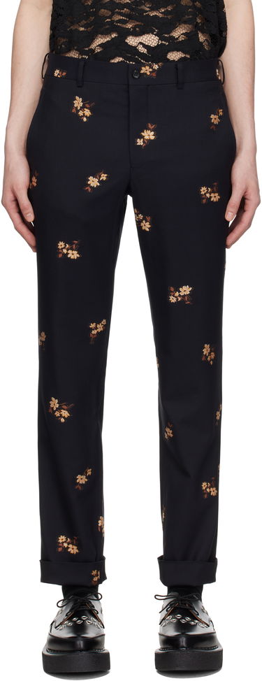 Штани Comme des Garçons Comme des Garçons Homme Plus Floral Embroidered Cropped Trousers чорний | PO-P013-051, 0