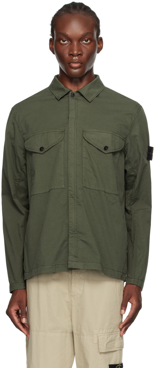Сорочка Stone Island Green Logo Patch Shirt Зелений | 811510210