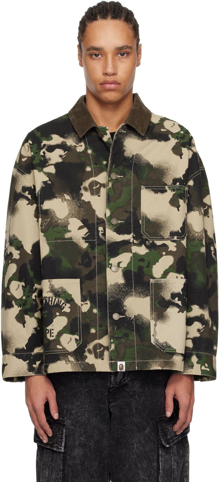 Куртка BAPE A Bathing Ape Map Camo Work Jacket Зелений | 001LJL301001M