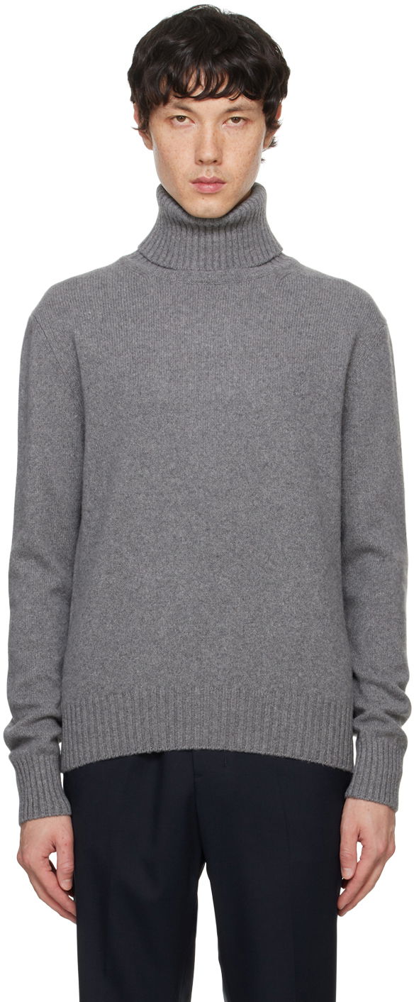 Cветр AMI Cashmere Turtleneck Сірий | HKS457.005