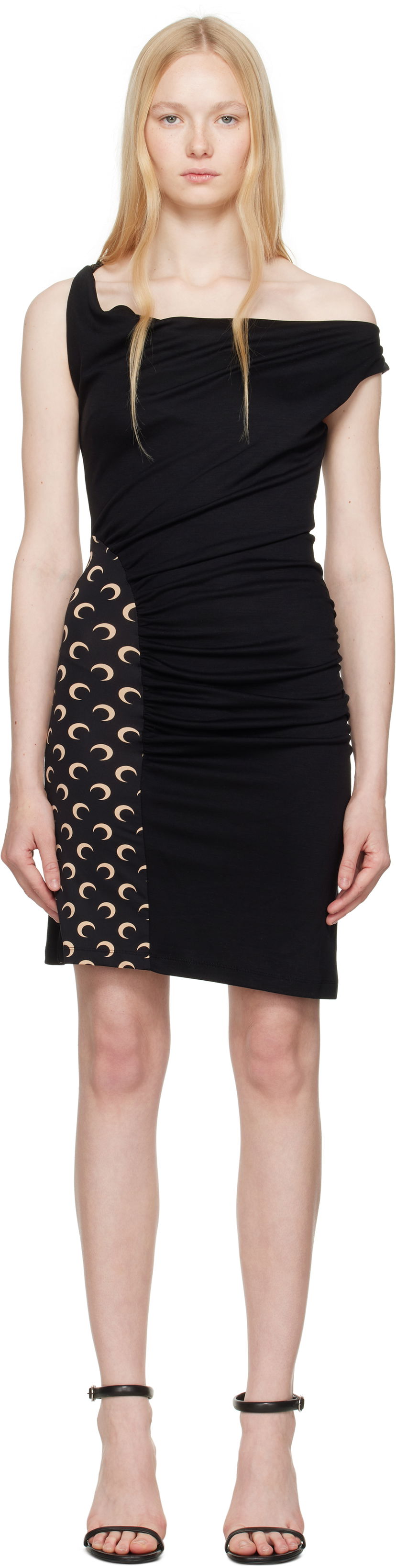плаття Marine Serre Marine Serre Draped Jersey Minidress чорний | WDR349A CJER0077