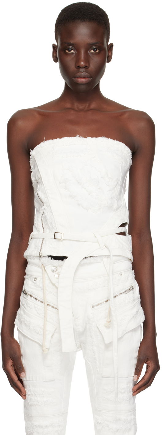Безрукавка Ottolinger Ottolinger Belt Denim Tank Top білий | 1704801