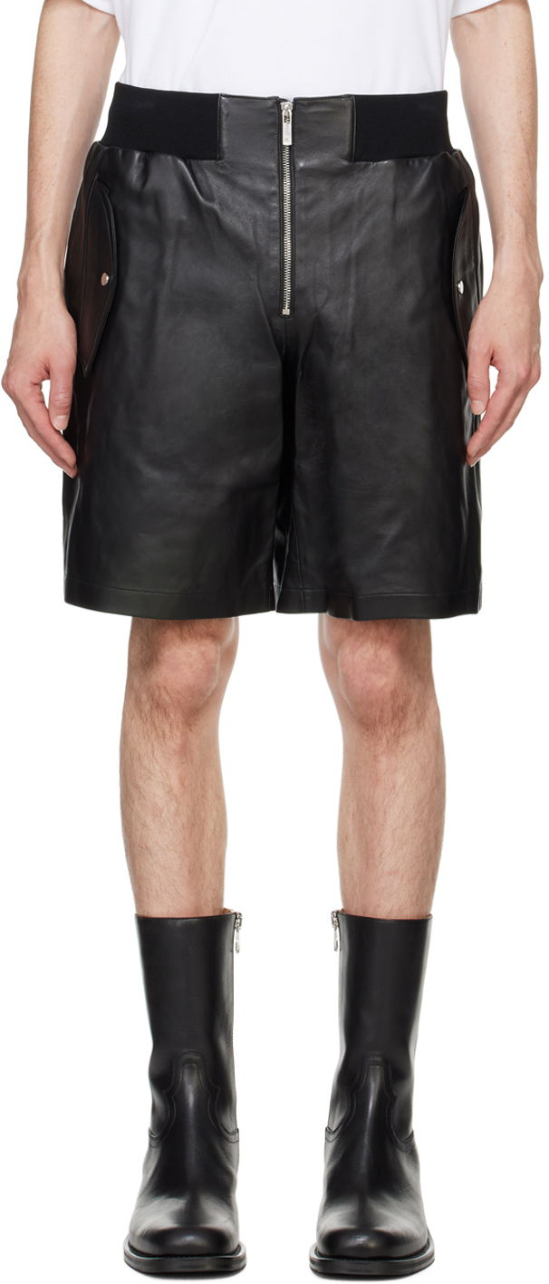 Шорти Helmut Lang Zip Bomber Leather Shorts чорний | O04HW210