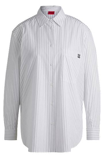 Сорочка BOSS Oversized Striped Cotton Shirt білий | 50533037
