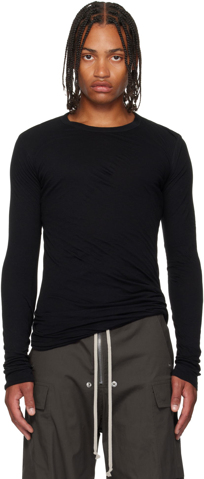 Футболка Rick Owens Rick Owens Concordians Double Long Sleeve T-Shirt чорний | RU02E1257 UCDB