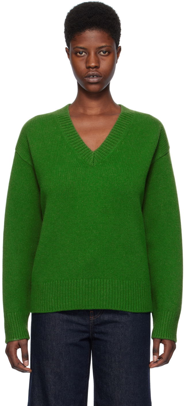 Cветр TOTEME TOTEME V-Neck Knit Sweater Зелений | 241-WRT1034-YA0004