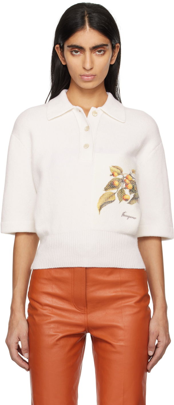 Сорочка поло FERRAGAMO Floral Polo Shirt білий | 112661 - 771155