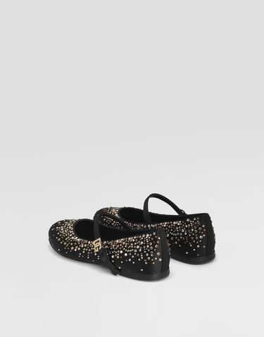 Кросівки та взуття Dolce & Gabbana Dolce & Gabbana Satin Ballet Flats With Rhinestones чорний | D11274A572380999, 2