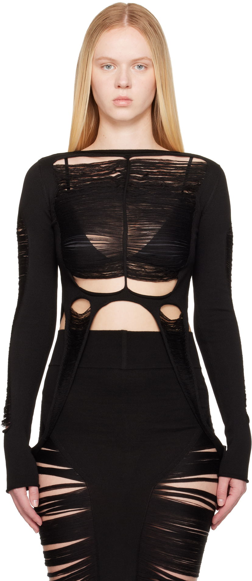 Футболка Rick Owens Rick Owens Hollywood Anja Long Sleeve T-Shirt чорний | RO01E7616 KGRIDM