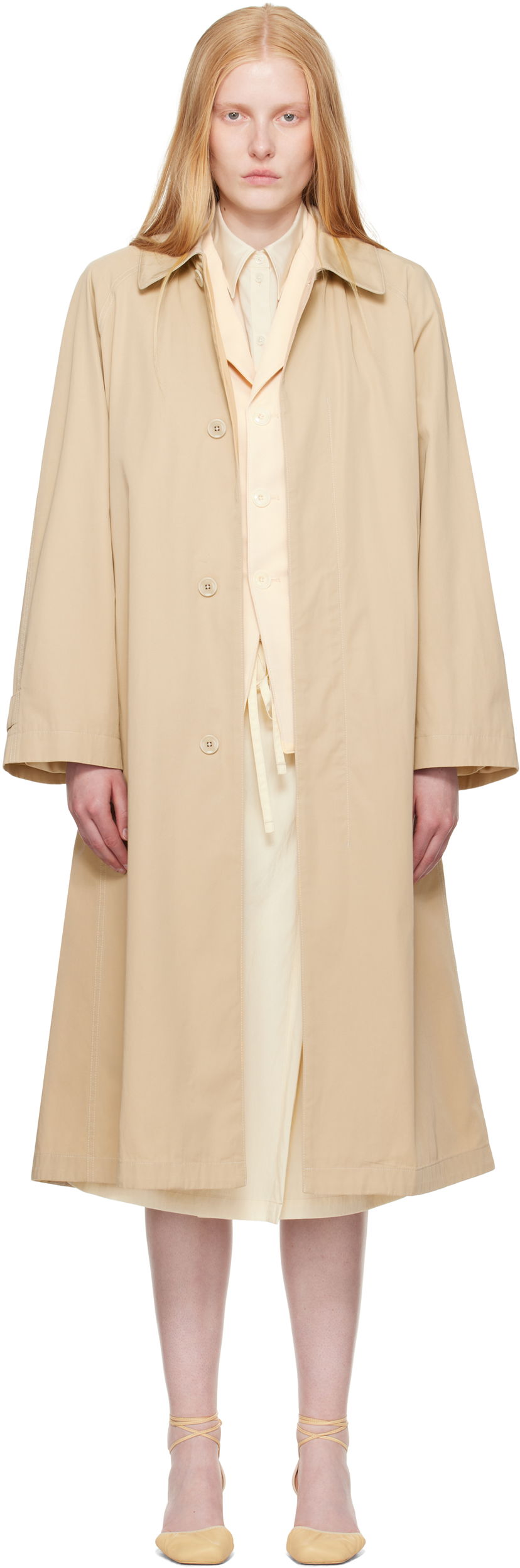Пальто LEMAIRE LEMAIRE Cotton Twill Overcoat бежевий | CO1104 LF1352