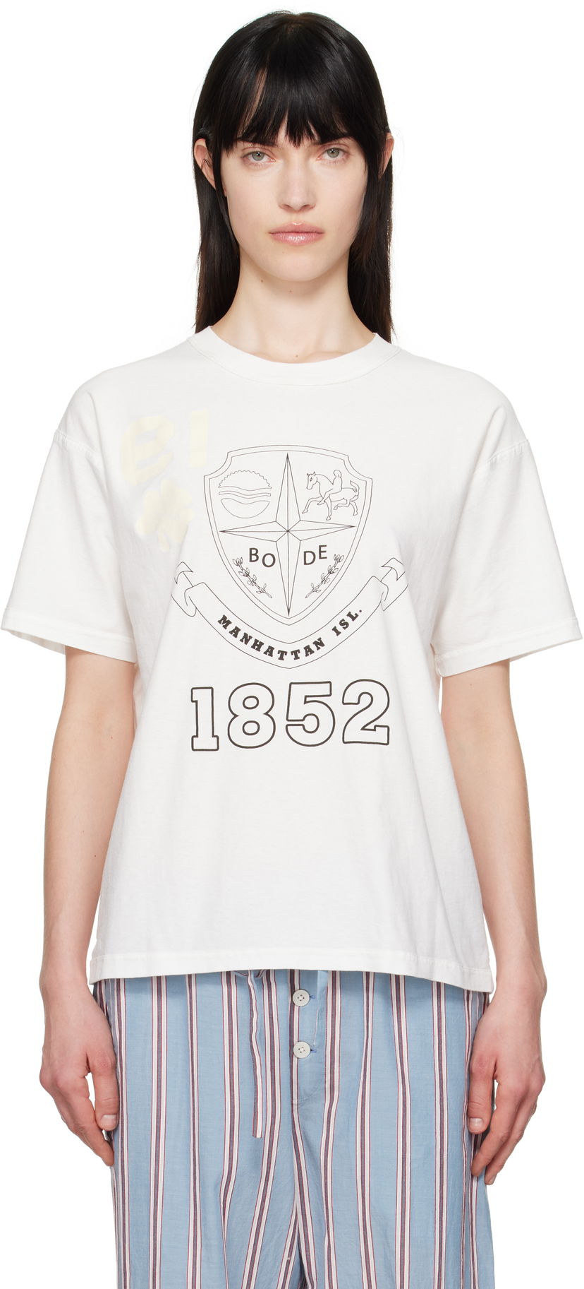 Футболка Bode Bode Crest Reversible T-Shirt білий | MRS25CS059