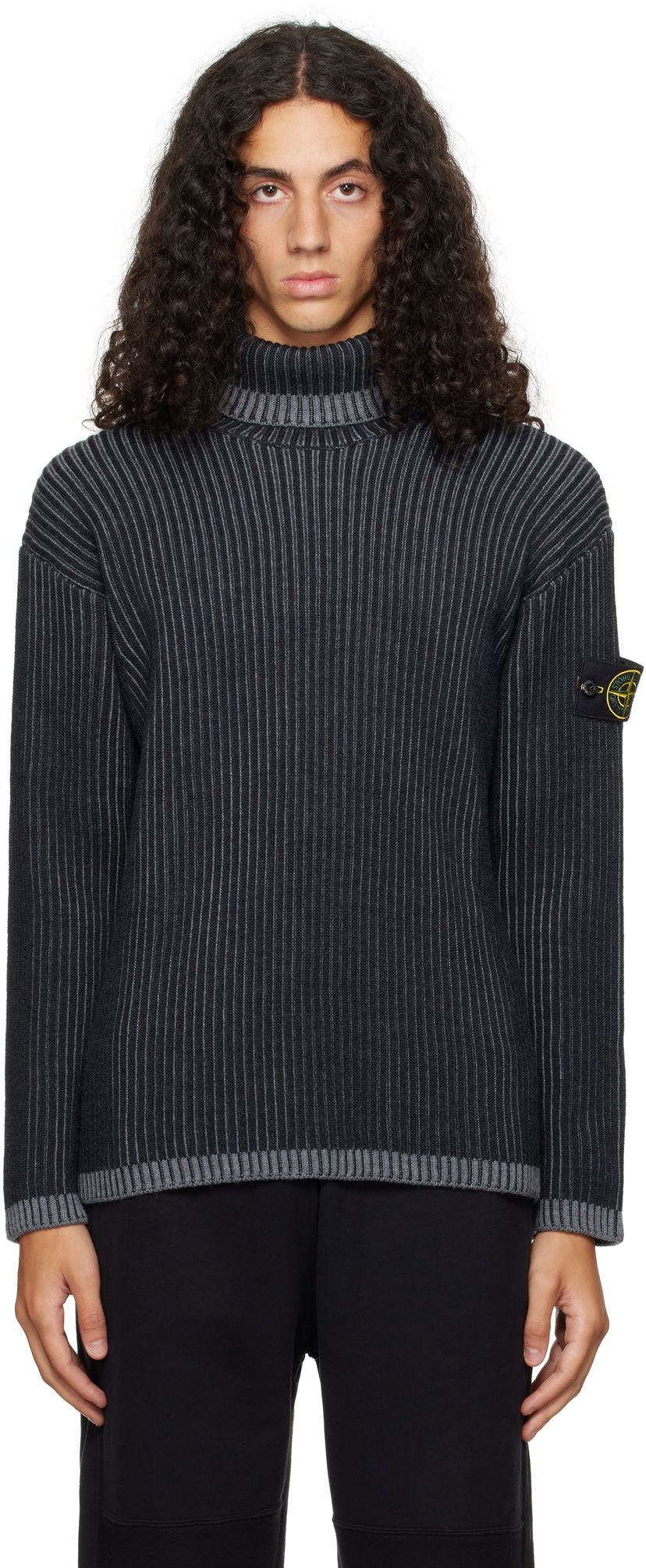 Cветр Stone Island Ribbed Turtleneck Сірий | 8115551C1