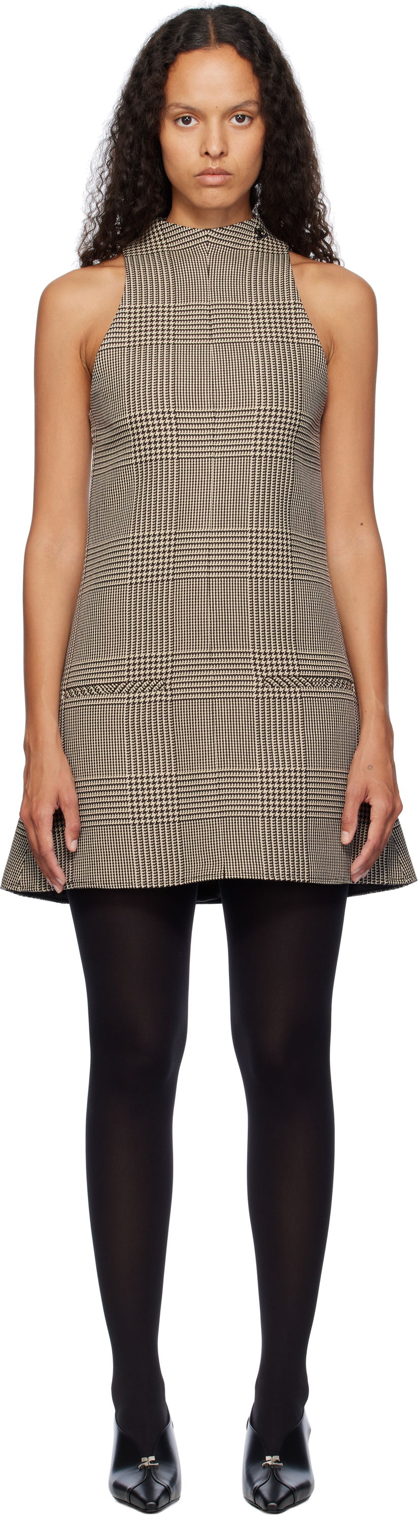 плаття Courrèges Sleeveless Prince Of Wales A-Line Mini Dress чорний | 324CRO456PL0165