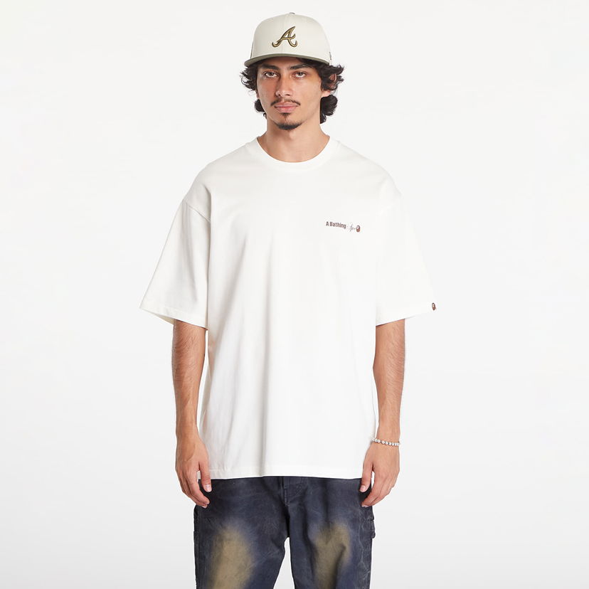 Футболка BAPE A BATHING APE Water Print Logo Relaxed Fit Short Sleeve Tee Ivory білий | 001TEK801301M IVY
