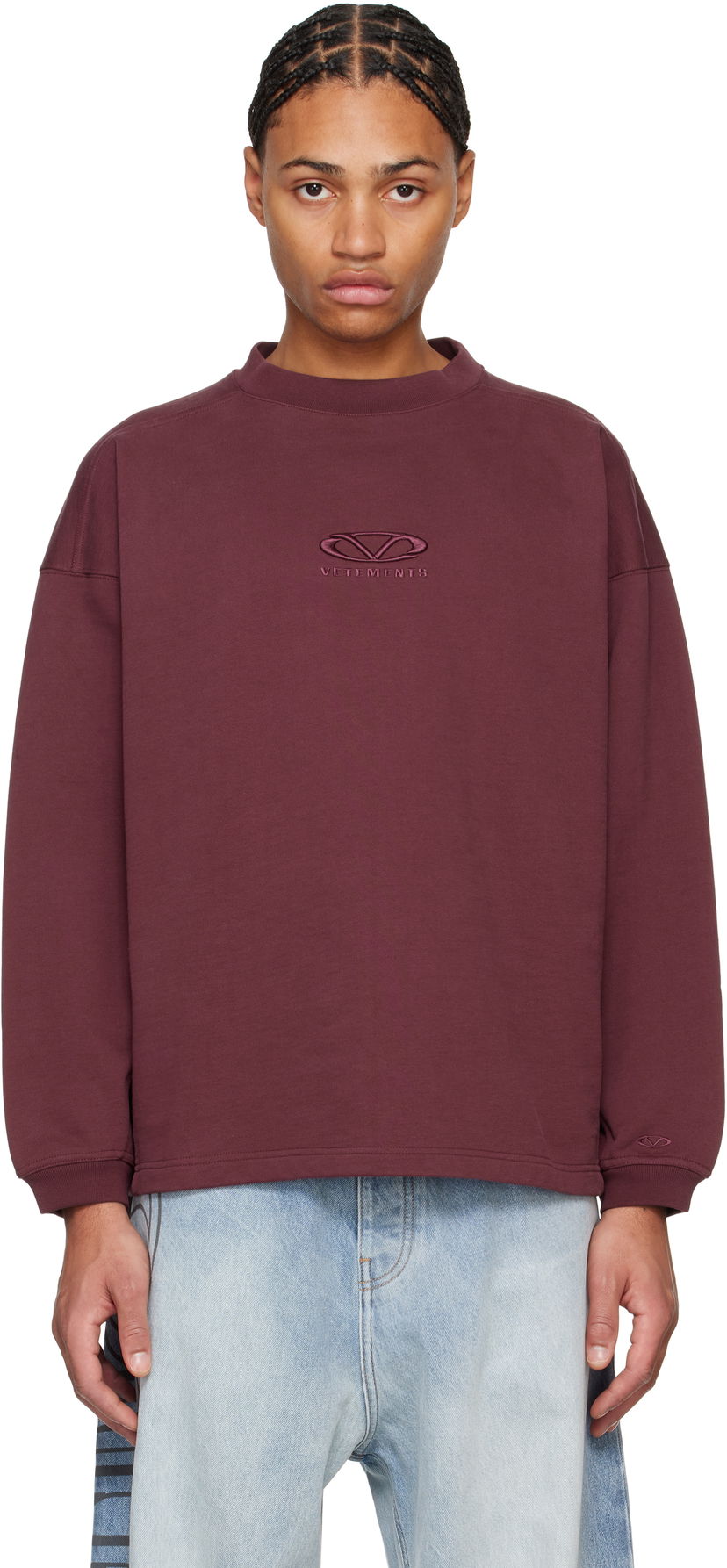 Світшоти VETEMENTS Oval Logo Cropped Boxy Sweatshirt Бордовий | UA66CW600R