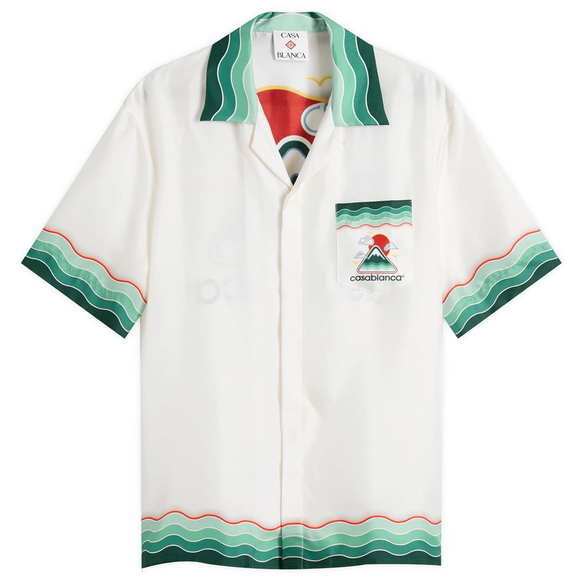 Сорочка Casablanca Casablanca Montagne Cuban Collar Silk Twill Shirt, Large білий | MPF25-SH-003-05