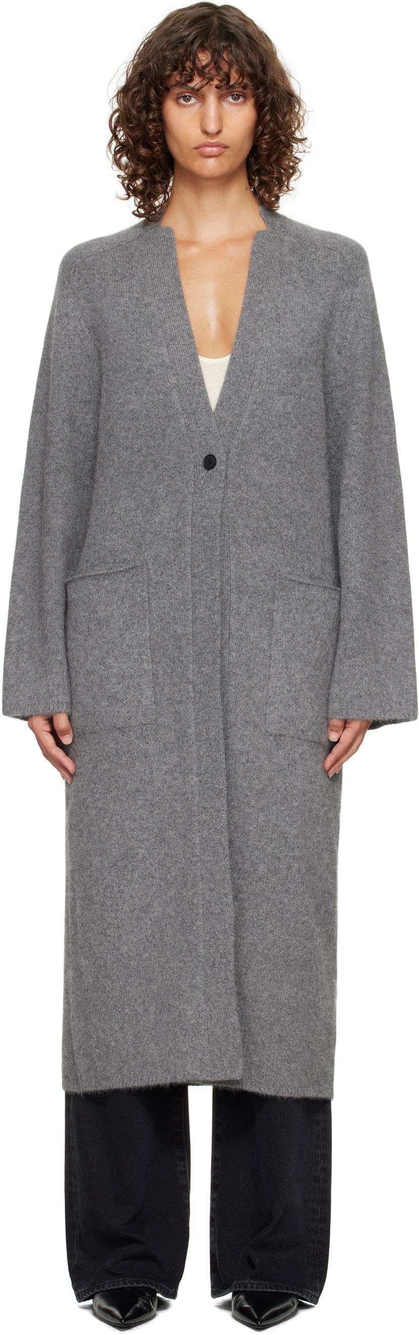 Cветр Loulou de Saison Loulou de Saison Smet Yak Blend Maxi Cardigan Сірий | SMET