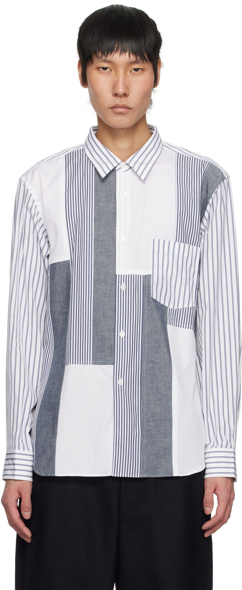 Сорочка Comme des Garçons Comme des Garçons Homme Deux Patchwork Striped Shirt білий | DO-B029-051