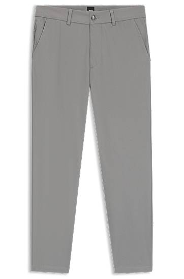 Штани BOSS Slim-Fit Cotton-Blend Twill Trousers Сірий | 50543945