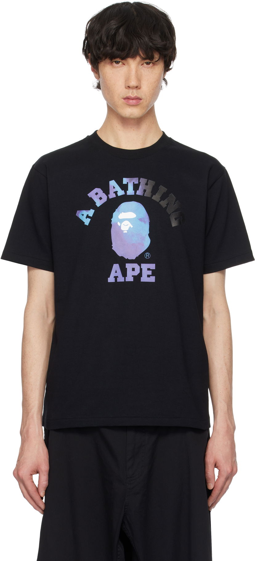 Футболка BAPE Tie Dye College Graphic T-Shirt чорний | 001TEK801032M