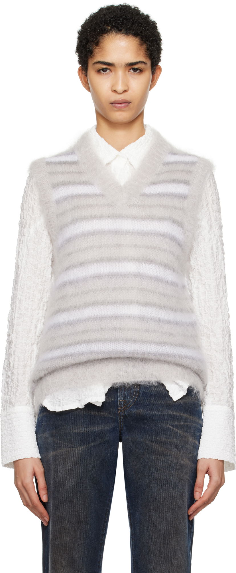 Жилет Marni Fuzzy Striped Vest Сірий | CVMG0076Q0 UFU174