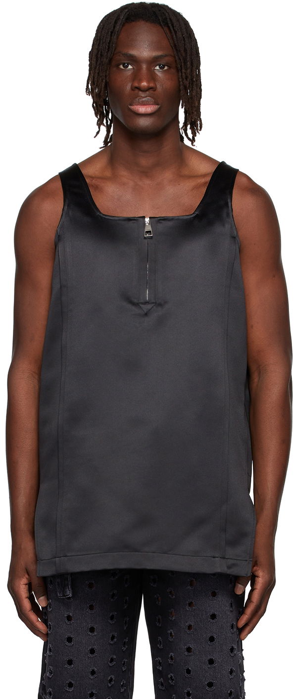 Безрукавка We11done We11done Zip-Front Satin Tank Top чорний | WD-BL1-22-129-M-BK
