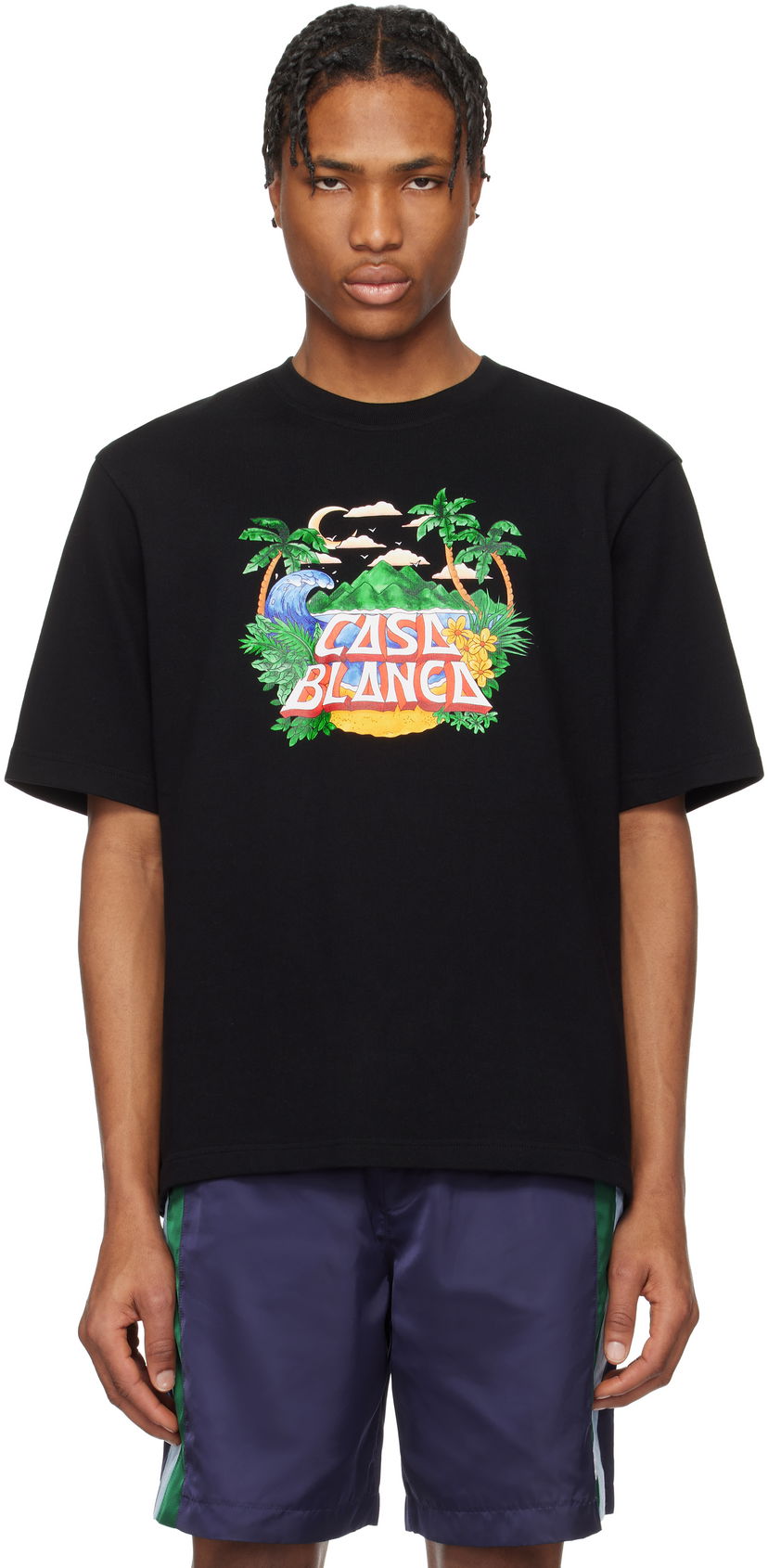 Футболка Casablanca Casablanca 'Casa' Beach Wave Graphic T-Shirt чорний | MS25-JTS-027-04-EX-SSENSE