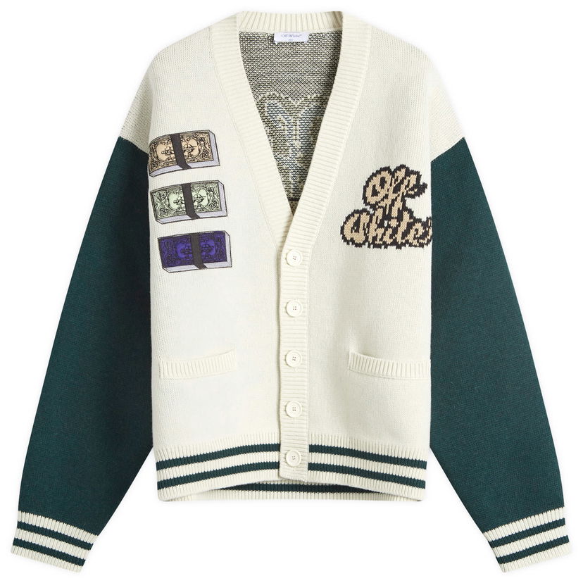 Cветр Off-White Crystal Cash Varsity Cardigan білий | OMHB019S25KNI0030B84