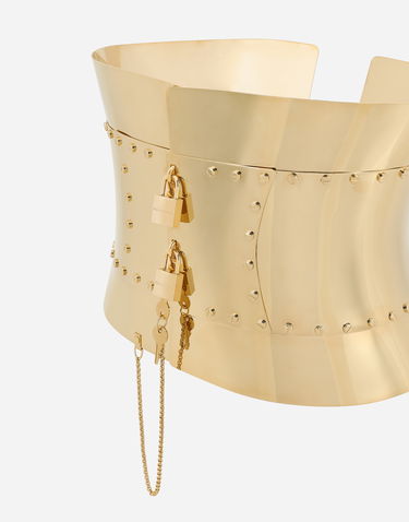 Ремені Dolce & Gabbana Rigid Wide Corset Belt With Padlocks Металік | WLP8S1W1111ZOO00, 3