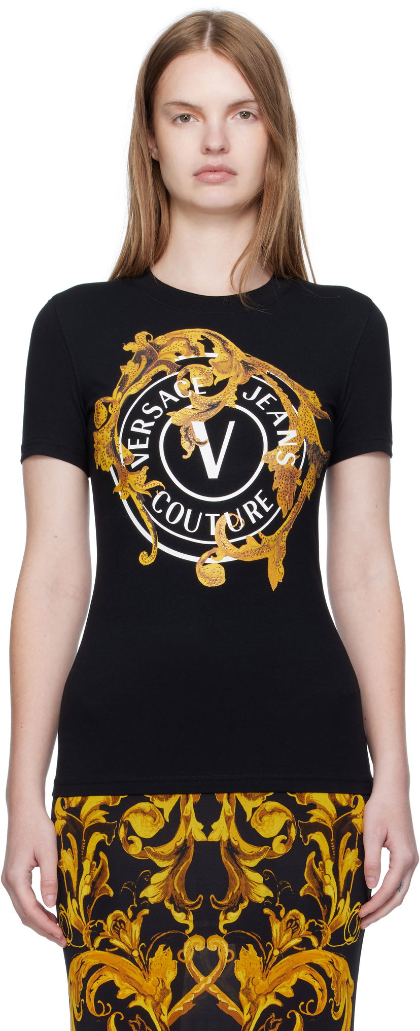 Футболка Versace Versace Jeans Couture Printed T-Shirt чорний | E79HAHE01_ECJ02E