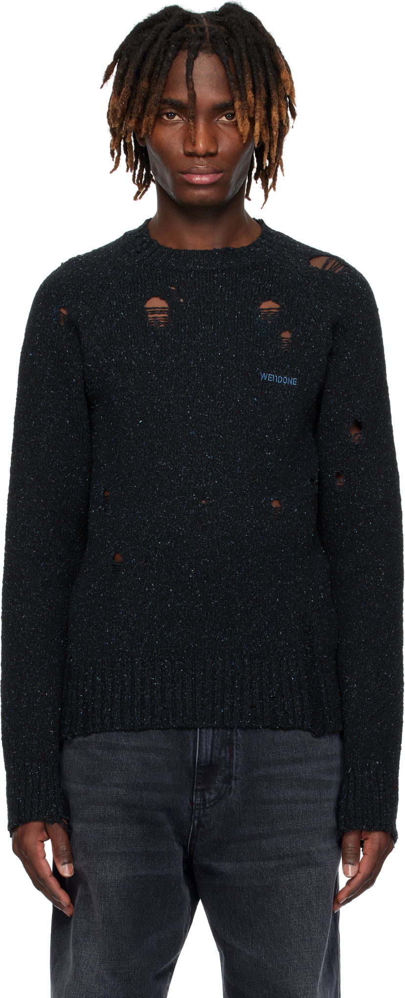 Cветр We11done We11done Distressed Knit Sweater чорний | WD-KT0-25-623-U-NV