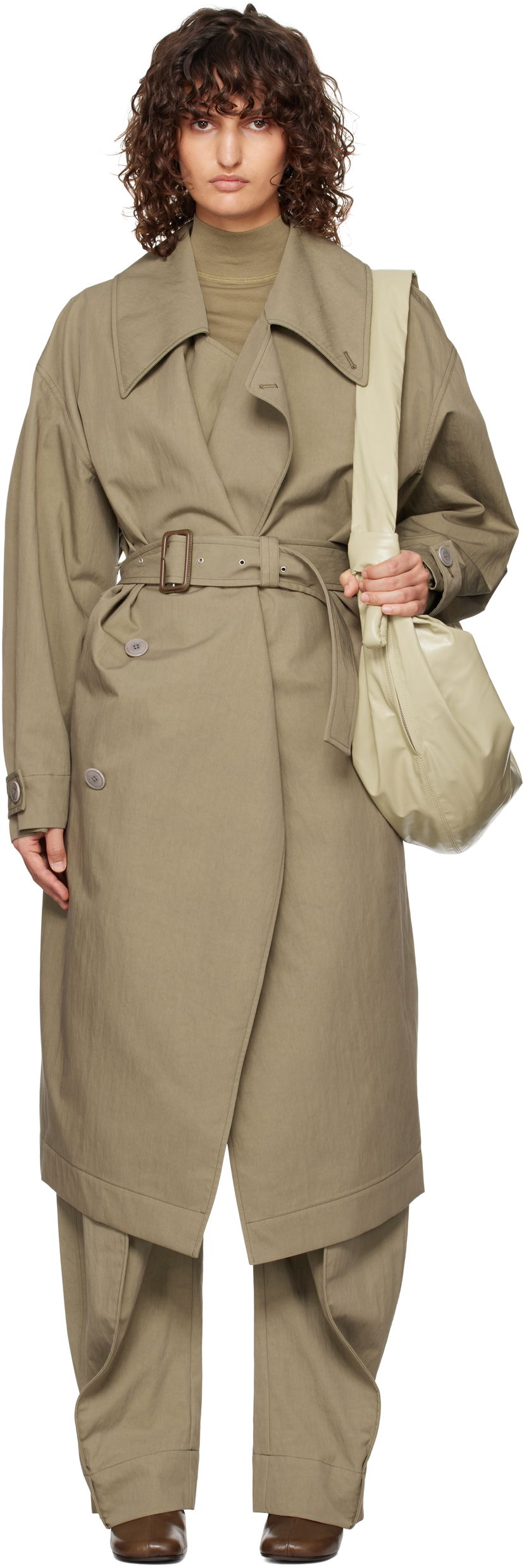 Тренчкот LEMAIRE Lemaire Water-Repellent Trench Coat Зелений | CO1059 LF1228