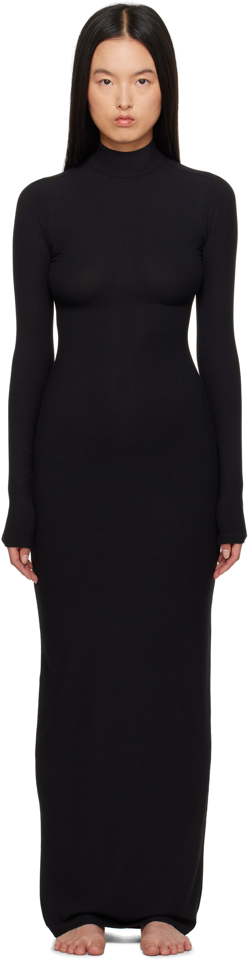 плаття SKIMS Soft Lounge Turtleneck Maxi Dress чорний | DS-DRS-6331W