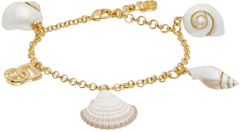Браслет Dolce & Gabbana DG Logo & Shell Charm Chain Bracelet Металік | WBQ6C5W1111