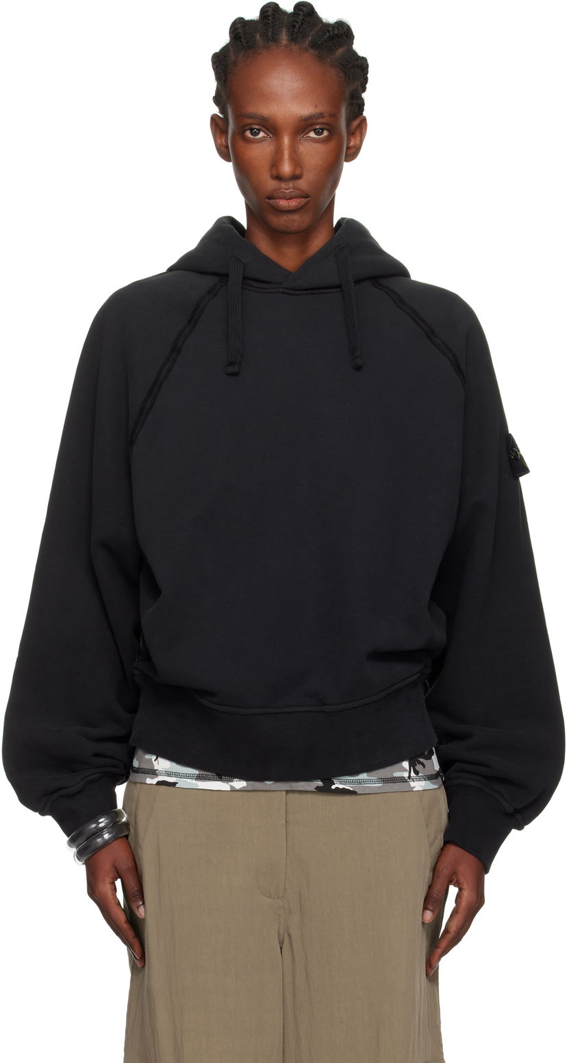 Світшоти Stone Island Brushed Organic Cotton Fleece Hoodie чорний | K2S15 6100023 S0A20