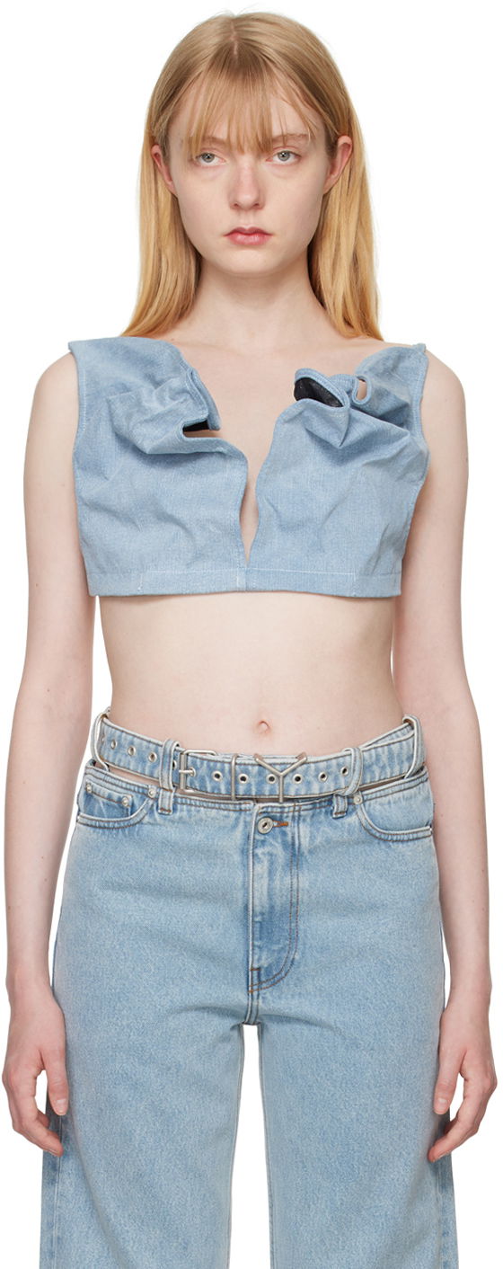 Бюстгальтер Y/PROJECT Blue Scrunched Denim Bralette Синій | 107TO001