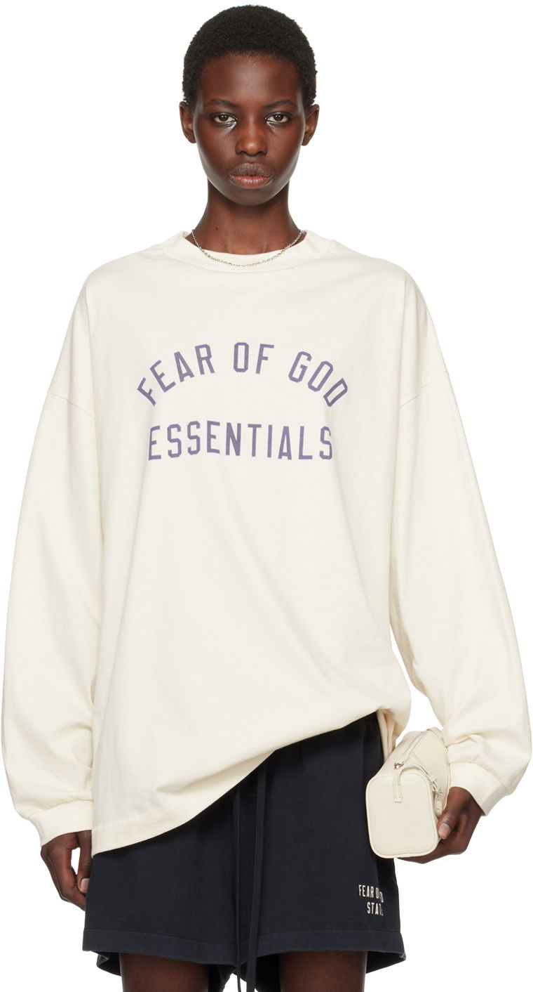 Cветр Fear of God Fear of God Essentials Crewneck Long Sleeve T-Shirt білий | 125BT244202F