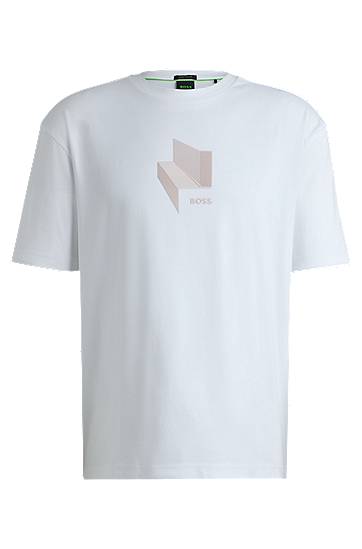 Футболка BOSS BOSS Relaxed-Fit Interlock Cotton T-Shirt with Gloss Artwork білий | 50525231
