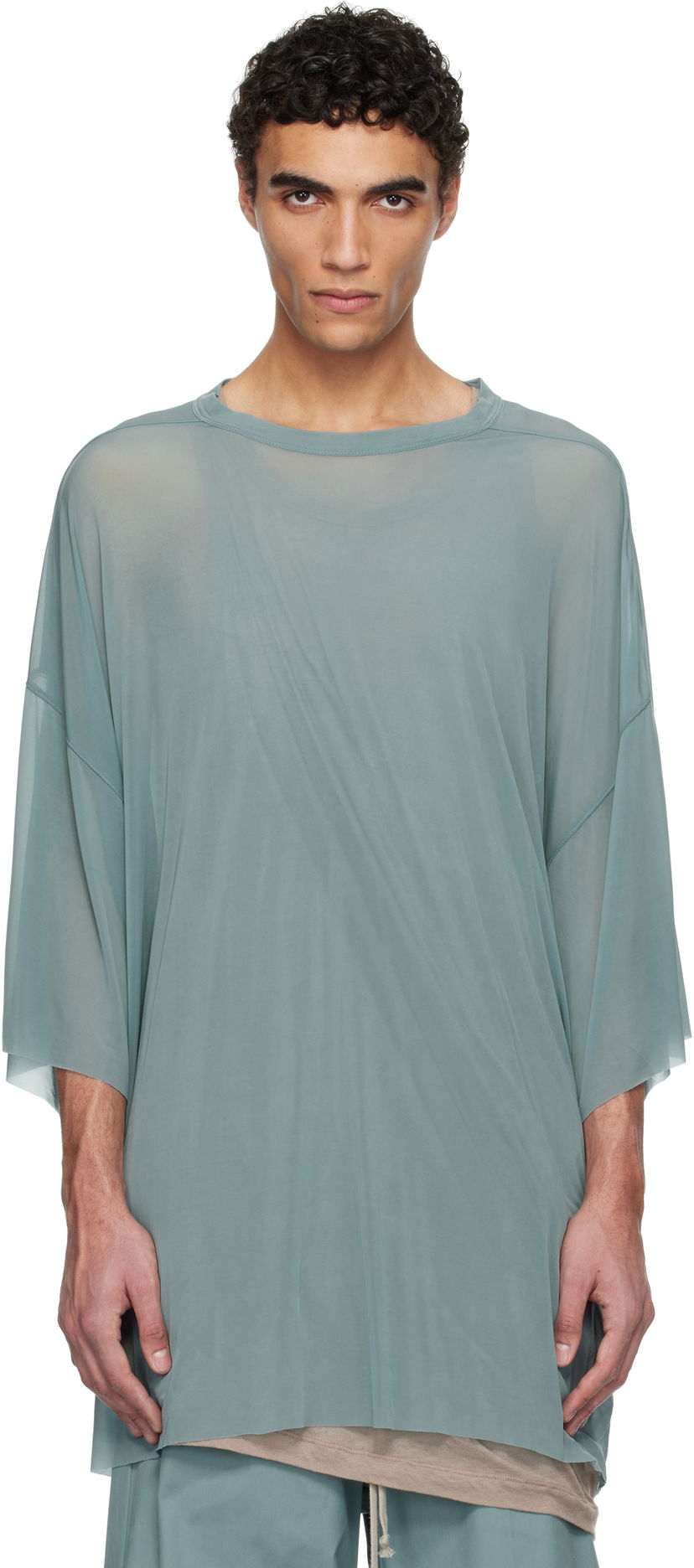 Футболка Rick Owens Rick Owens Hollywood Tommy Mesh T-Shirt Зелений | RU01E5283 BZ