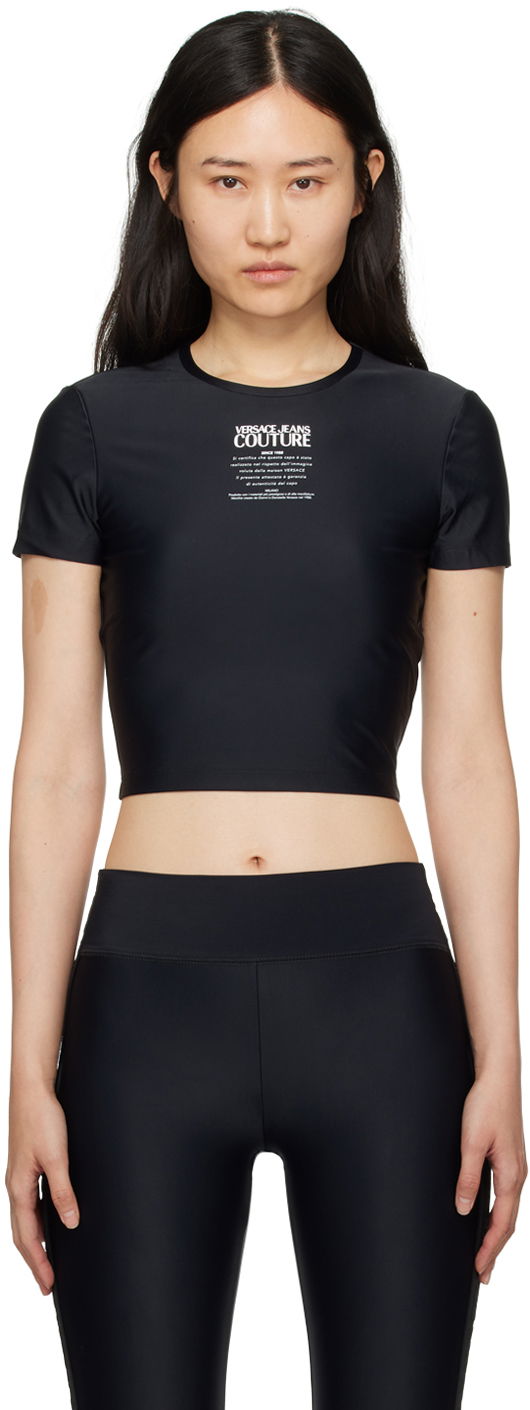 Кроп-топи Versace Print T-Shirt чорний | E76HAH602_EJ0128