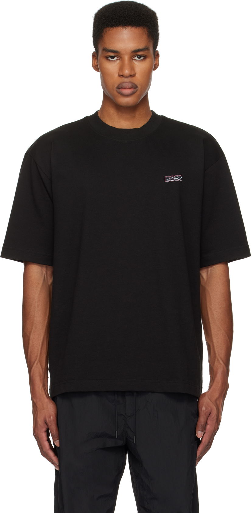 Футболка BOSS Embroidered Logo T-shirt чорний | 50534225