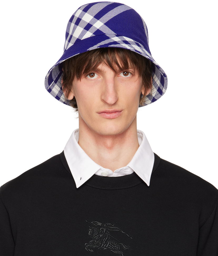 Кепка Burberry Check Bucket Hat темно-синій | 8079490