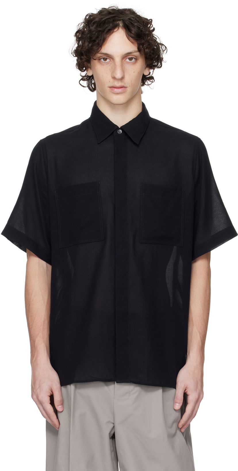 Сорочка AMI AMI Paris Short Sleeve Shirt чорний | HSH252.CO0098