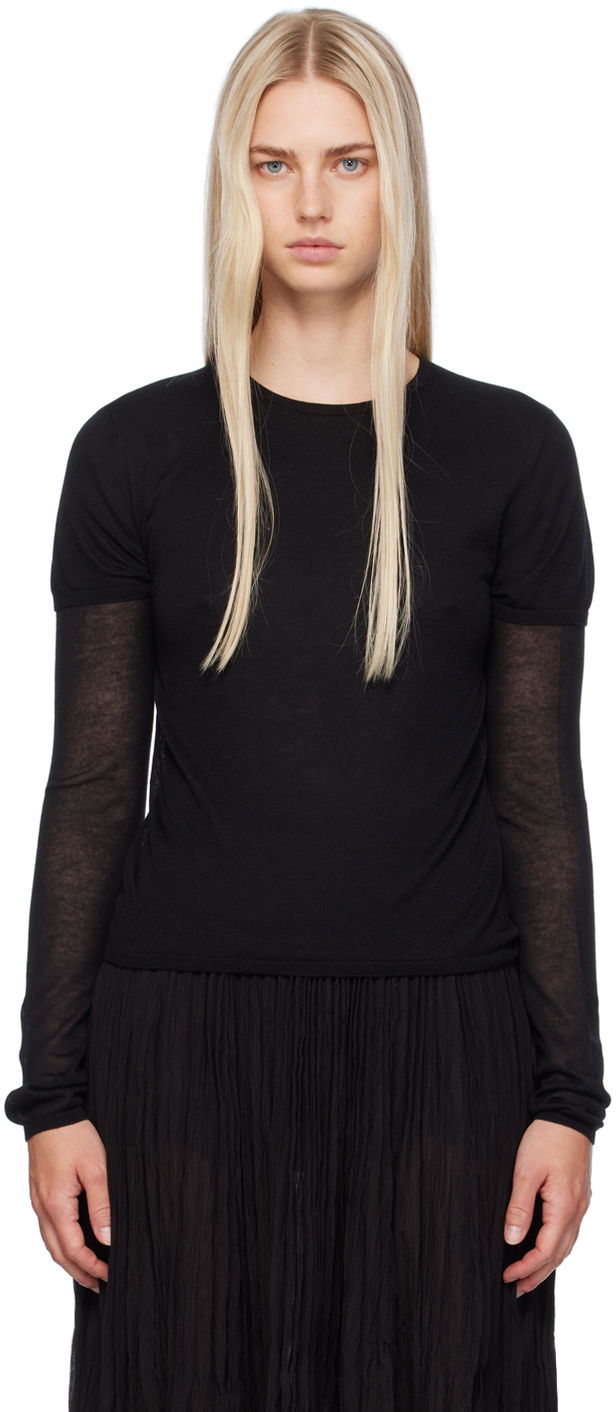 Футболка TOTEME TOTEME Layered Long Sleeve T-Shirt чорний | 243-WRT0348-YA0079