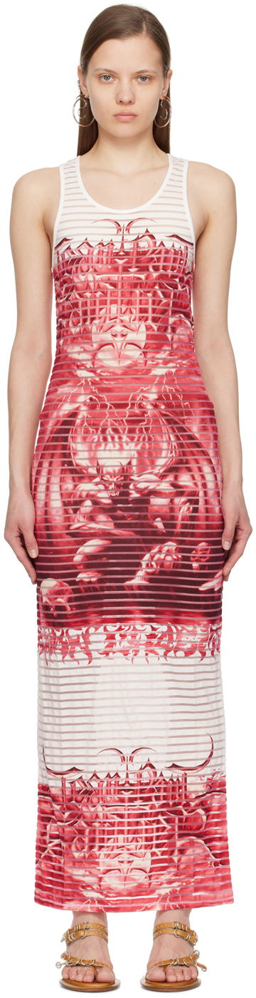 плаття Jean Paul Gaultier Scoop Neck Graphic Maxi Dress Червоний | 24/25-F-RO158-J544-0130